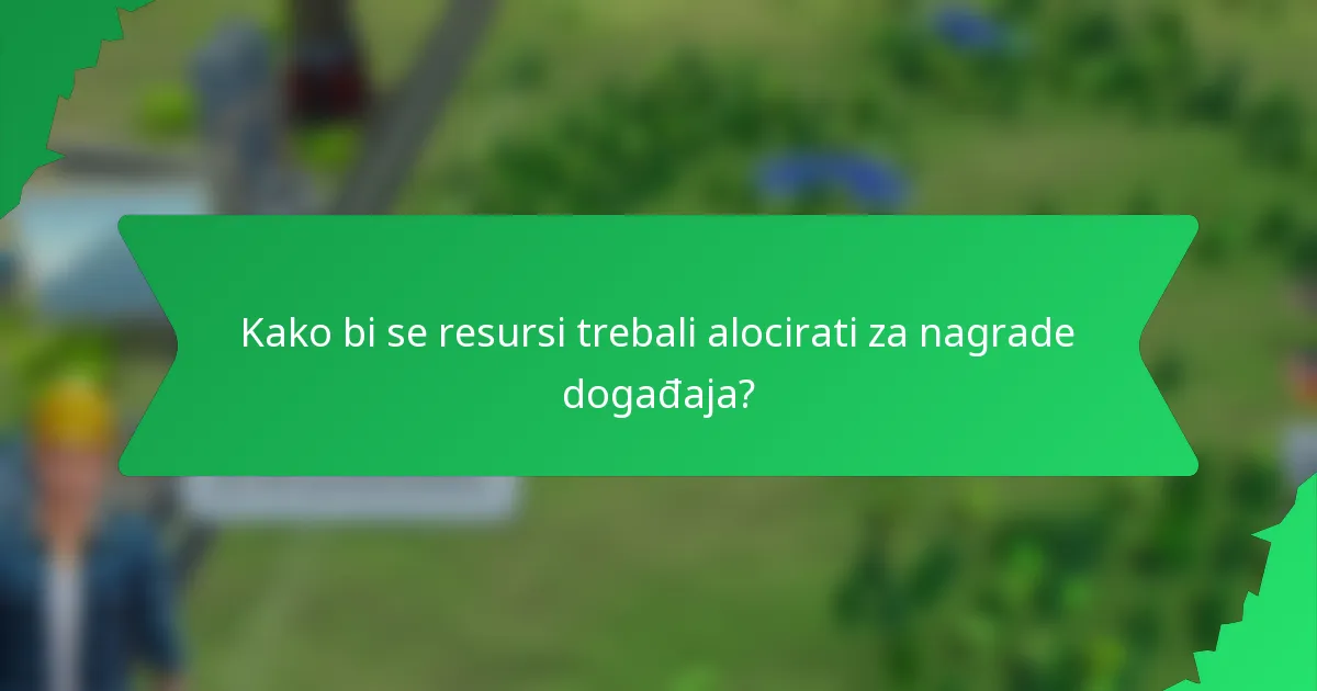 Kako bi se resursi trebali alocirati za nagrade događaja?