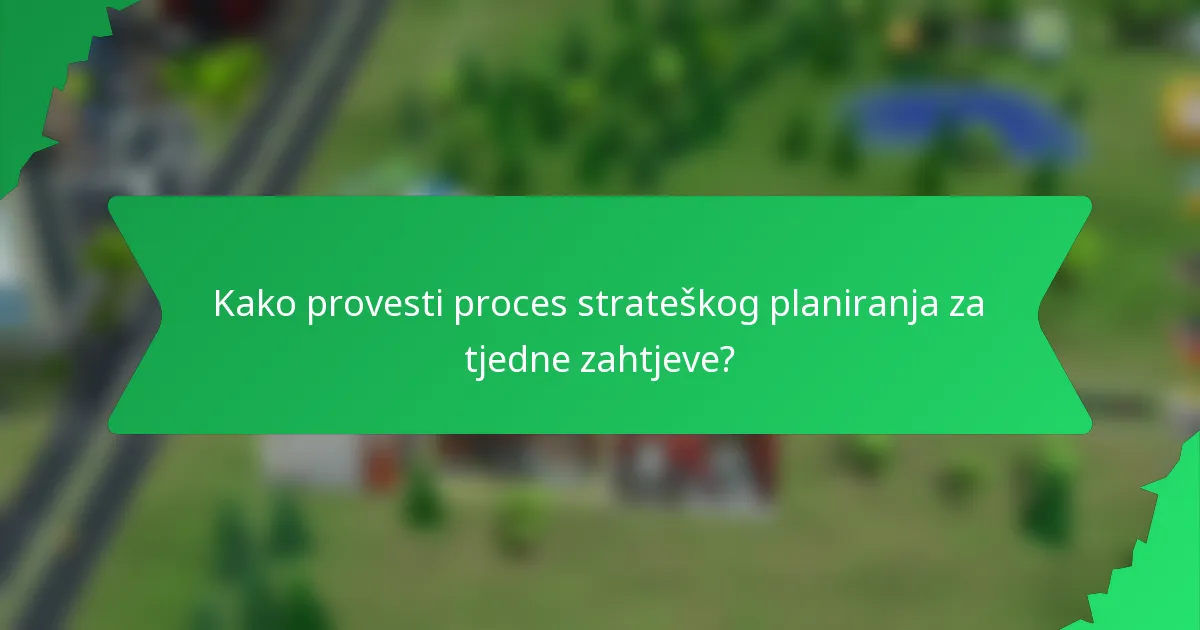 Kako provesti proces strateškog planiranja za tjedne zahtjeve?